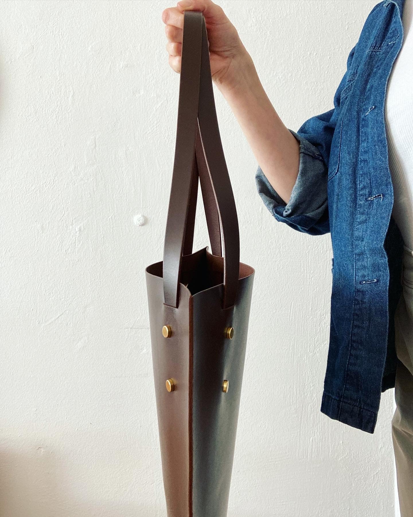 Leather tote: HEBERT kvadrat (dark brown)