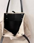 Tote - beige hamp med læderremme