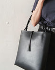 Tote/skuldertaske i læder: MIMI (naturfarvet)