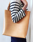 Tote/skuldertaske i læder: MIMI (naturfarvet)