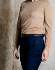 Plaited leather belt: HELLE (black)