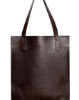 Tote/skuldertaske i læder: HEBERT (mørkebrun)