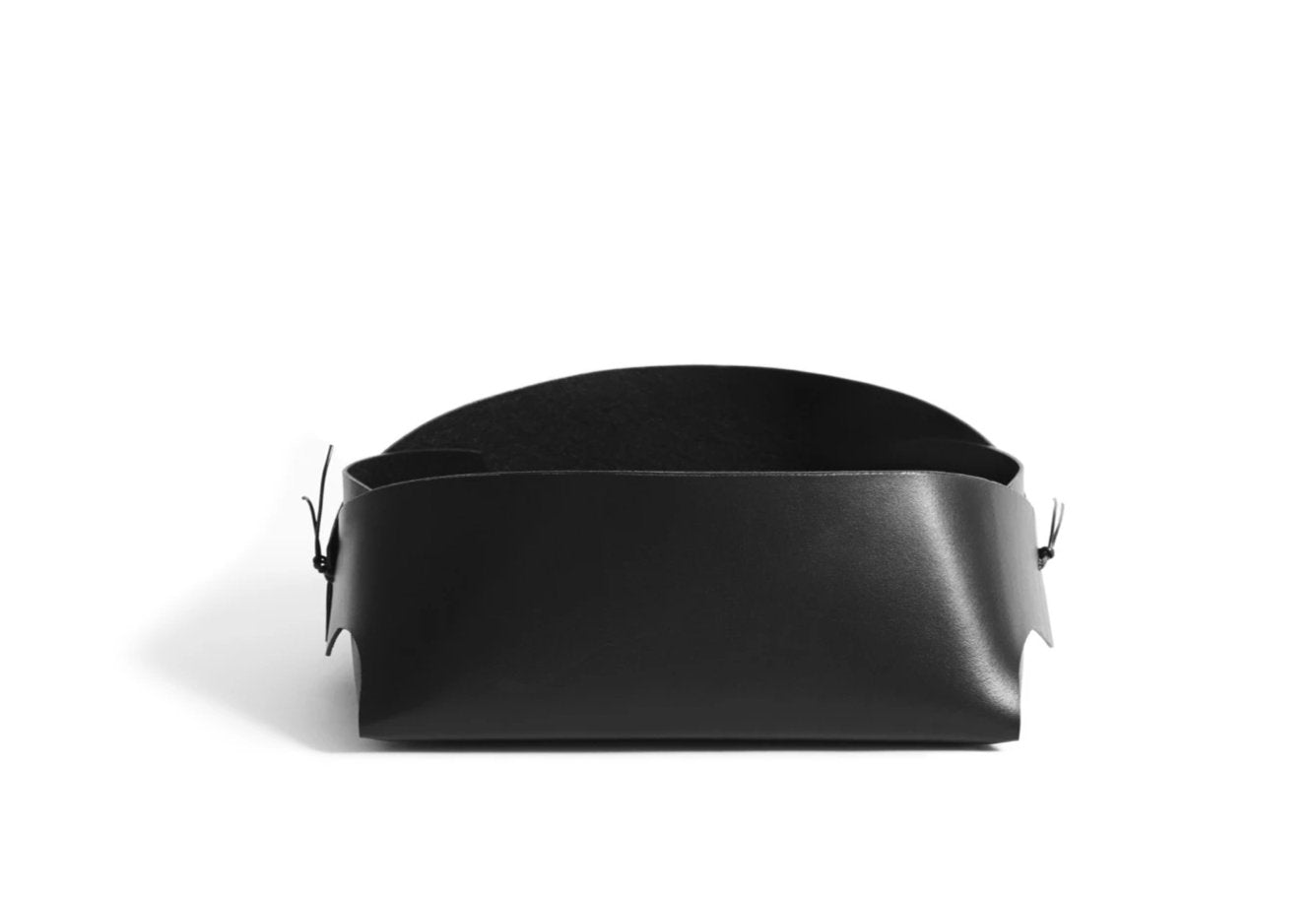 Læderkurv: FOLD - lille (sort)