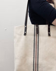 Tote - beige hamp med læderremme