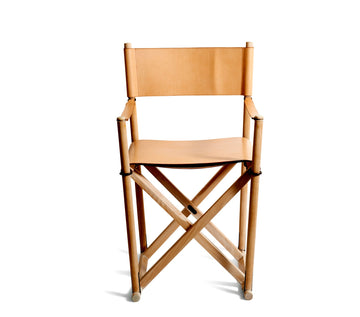 Leather Folding Chair - MK99200 - in beech