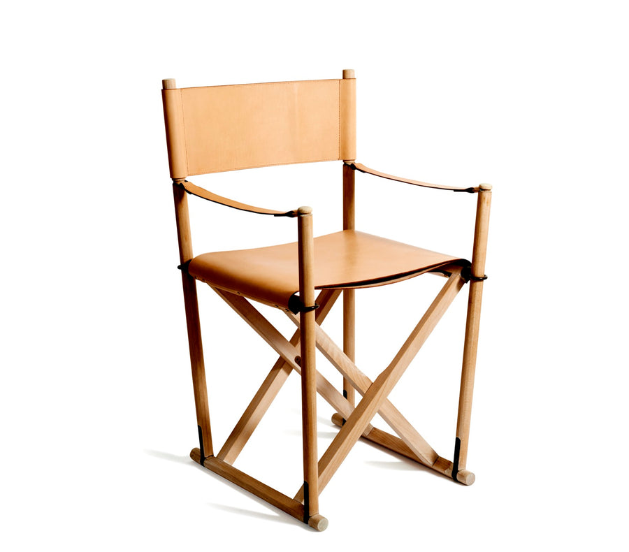 Leather Folding Chair - MK99200 - in beech