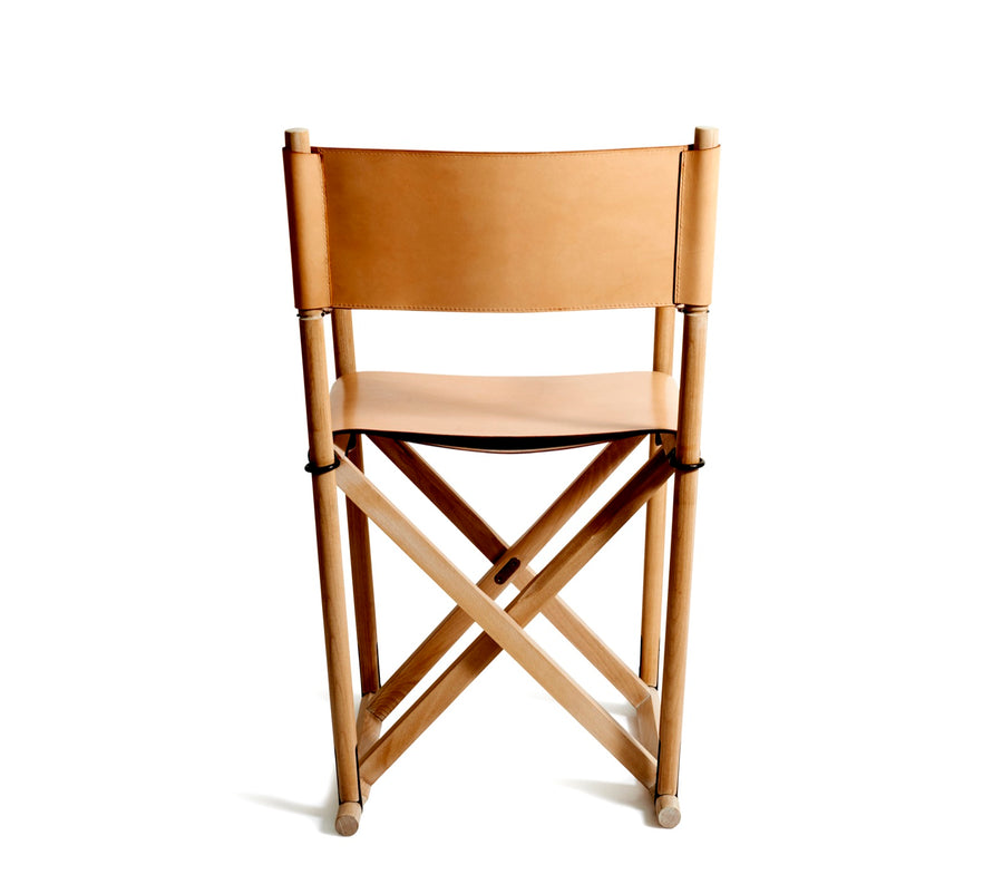 Leather Folding Chair - MK99200 - in beech