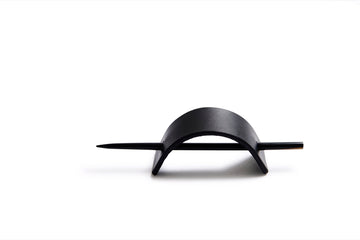 LEATHER & HORN HAIR PIN: ARC (BLACK)
