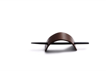 LEATHER & HORN HAIR PIN: ARC (DARK BROWN)