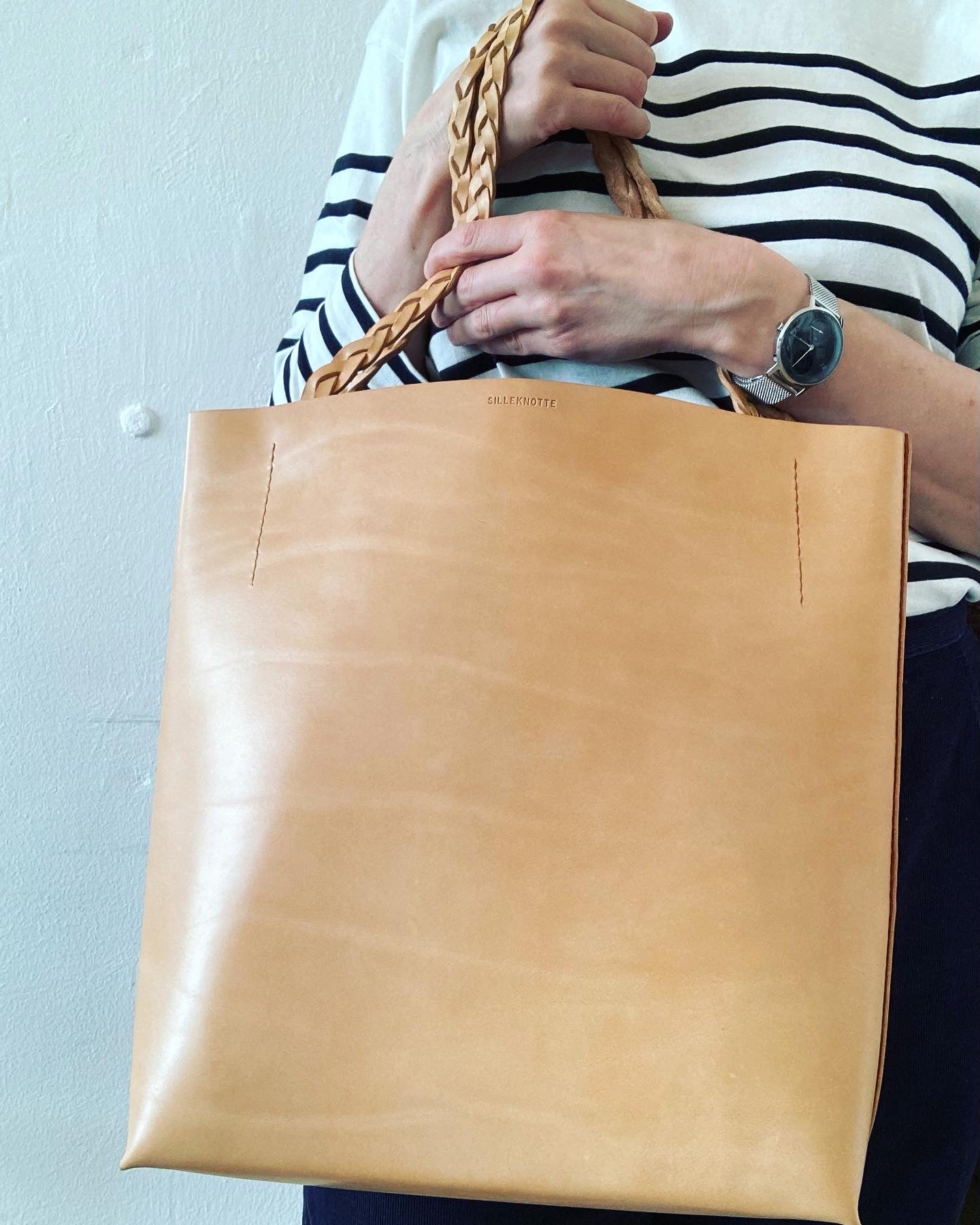 Leather tote &amp; shoulder bag : MIMI (natural)