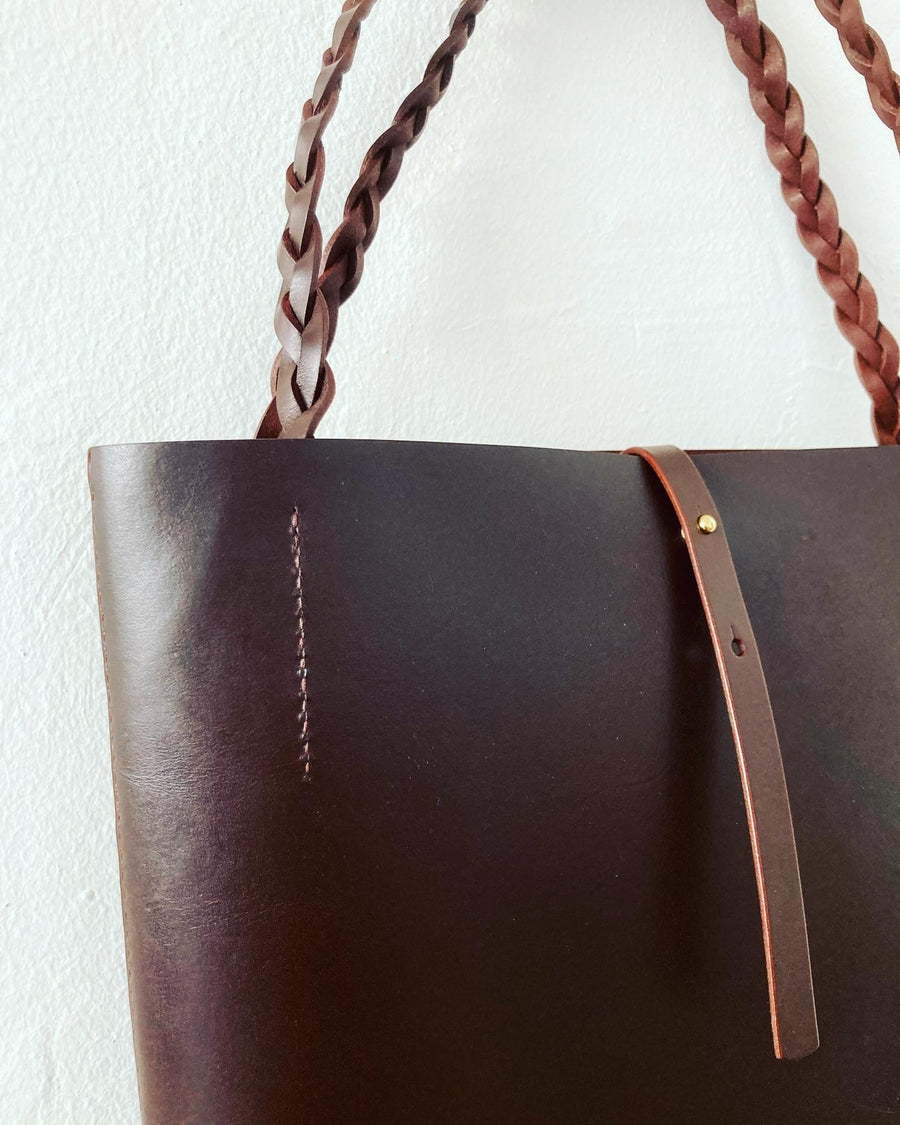 Leather tote & shoulder bag : MIMI (dark brown)