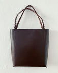 Leather tote & shoulder bag : MIMI (dark brown)