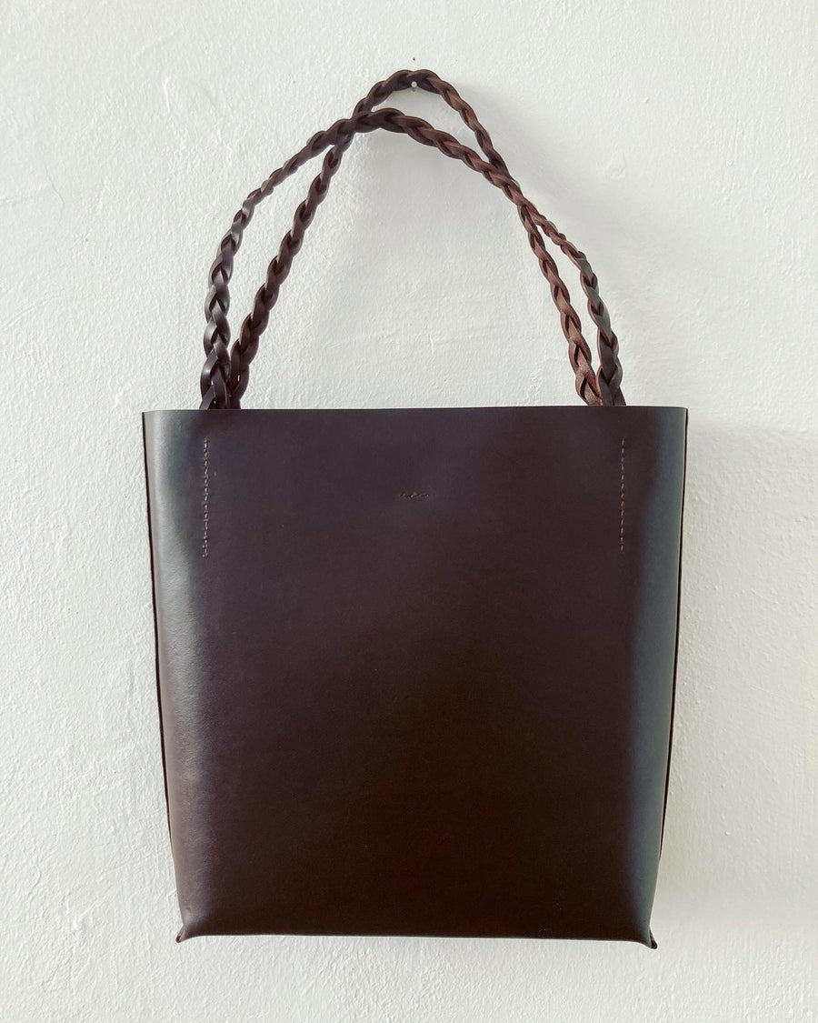 Leather tote & shoulder bag : MIMI (dark brown)