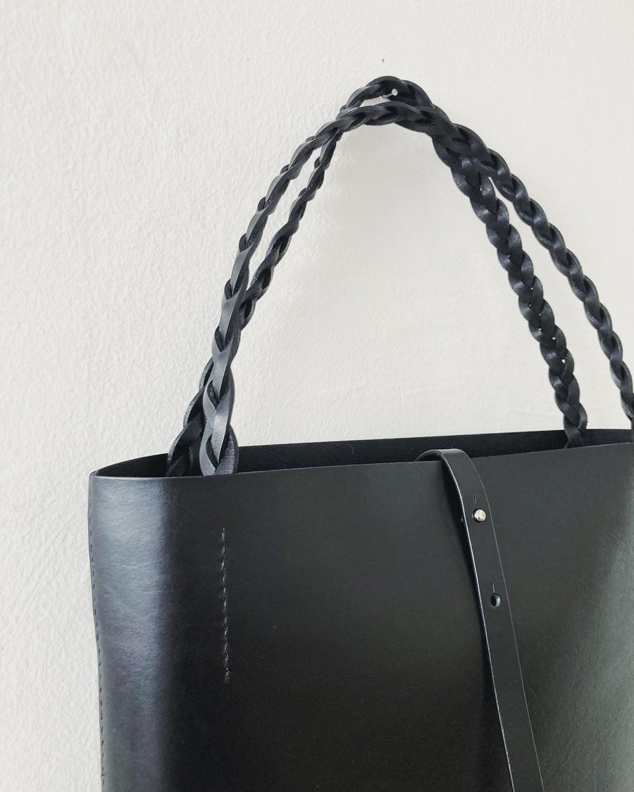 Leather tote & shoulder bag : MIMI (black)
