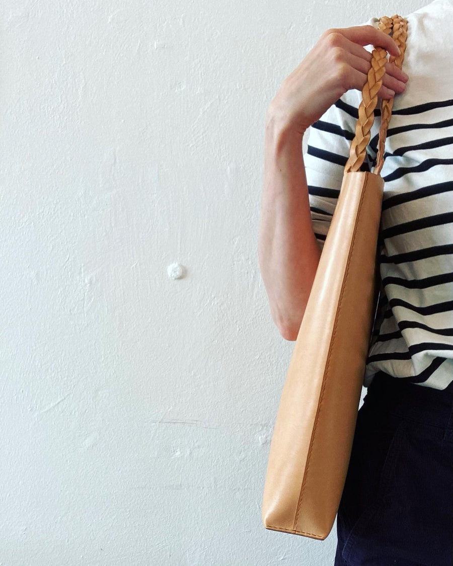 Leather tote & shoulder bag : MIMI (natural)