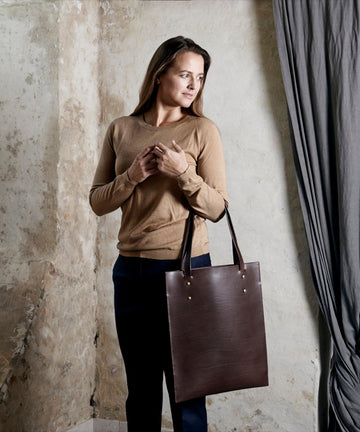 Leather tote HEBERT (dark brown)