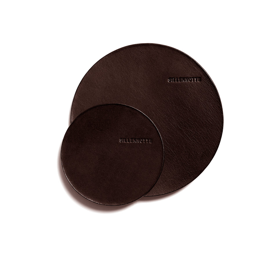 Leather coaster: VINO large (dark brown)