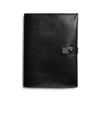 LEATHER A5 NOTEBOOK COVER: NOTE (BLACK)