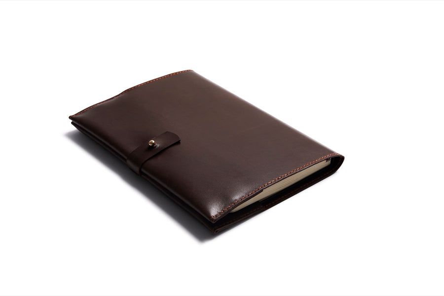LEATHER A5 NOTEBOOK COVER: NOTE (DARK BROWN)