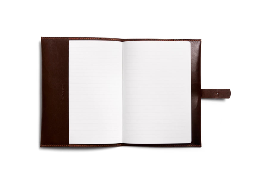 LEATHER A5 NOTEBOOK COVER: NOTE (DARK BROWN)