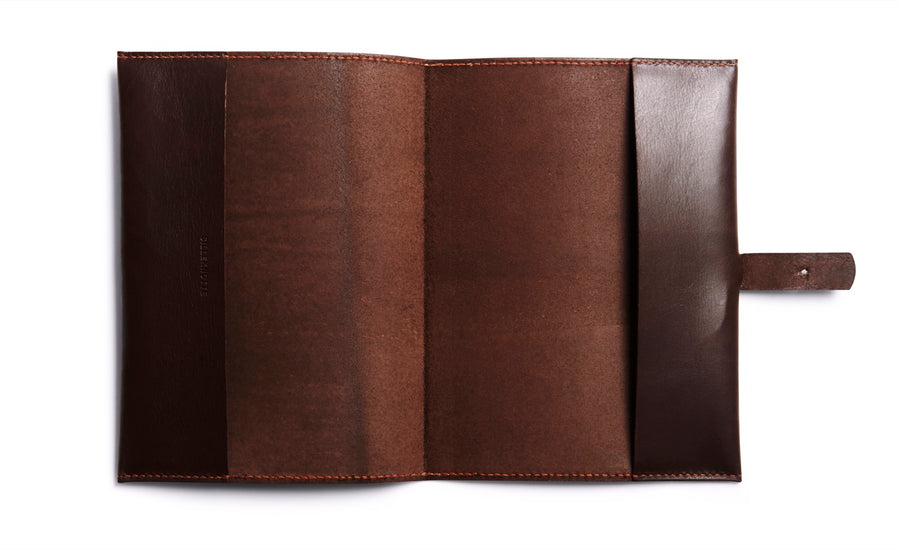 LEATHER A5 NOTEBOOK COVER: NOTE (DARK BROWN)