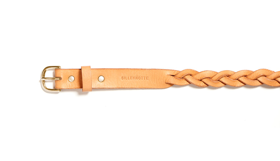 Plaited leather belt: HELLE (natural)