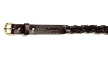 Plaited leather belt: HELLE (dark brown)