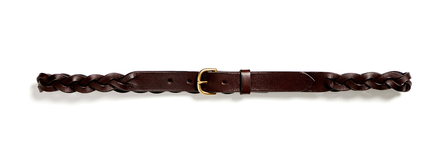 Plaited leather belt: HELLE (dark brown)