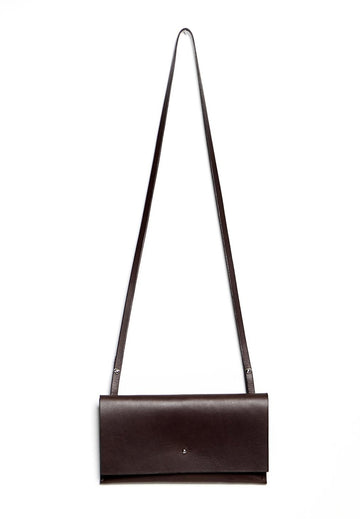 Leather clutch & shoulder bag: RIGMOR MINI (dark brown)