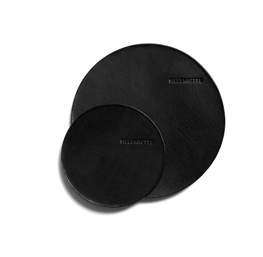 Leather coaster: VINO small (black) - set of 4