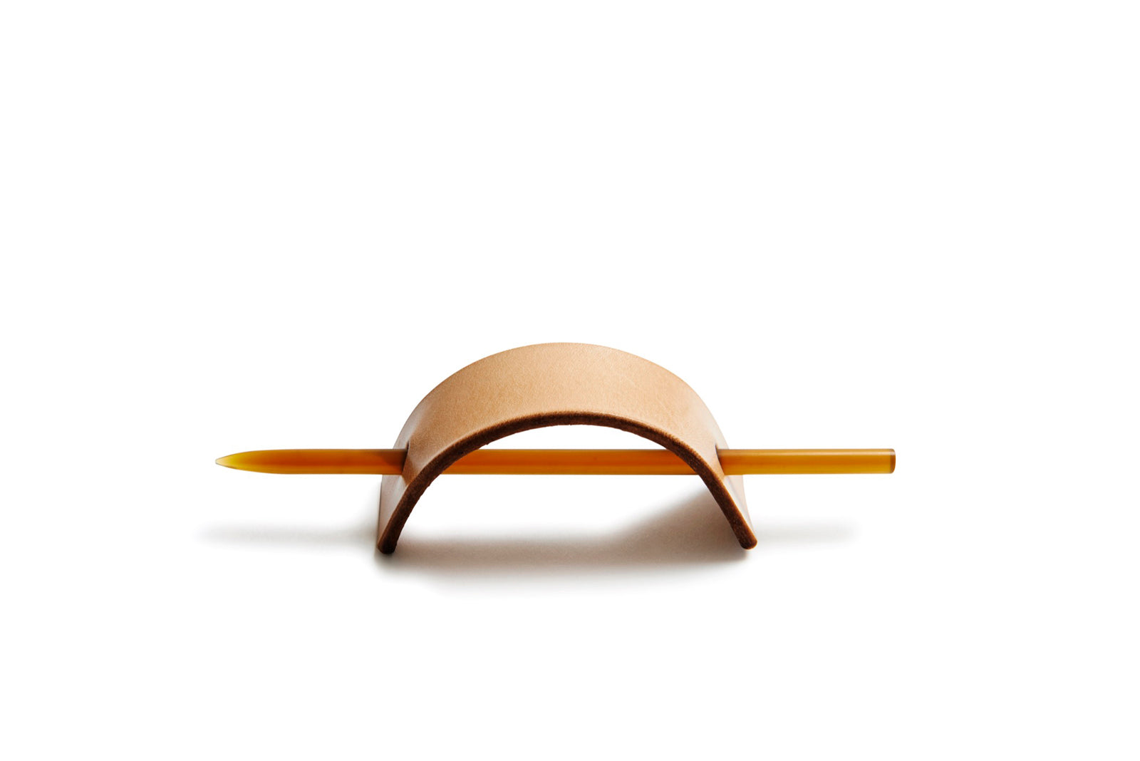 LEATHER &amp; HORN HAIR PIN: ARC (NATURE)