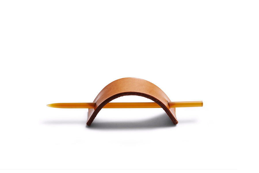 LEATHER & HORN HAIR PIN: ARC (NATURE)