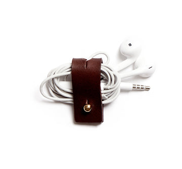 Leather cable organizer: CHARLIE (dark brown) 3 pack