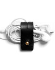 Leather cable organizer: CHARLIE (black) 3-pack