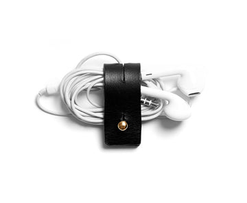 Leather cable organizer: CHARLIE (black) 3-pack