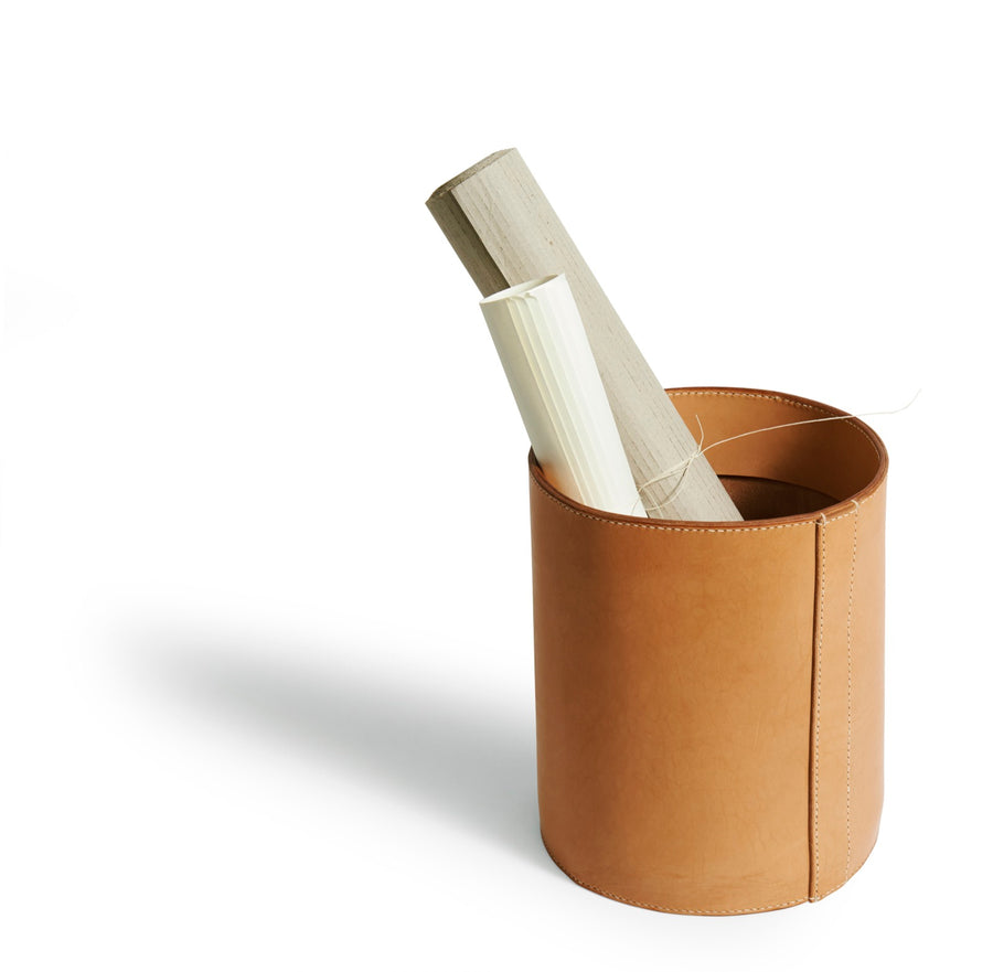 Leather paper basket: PLACE (natural)