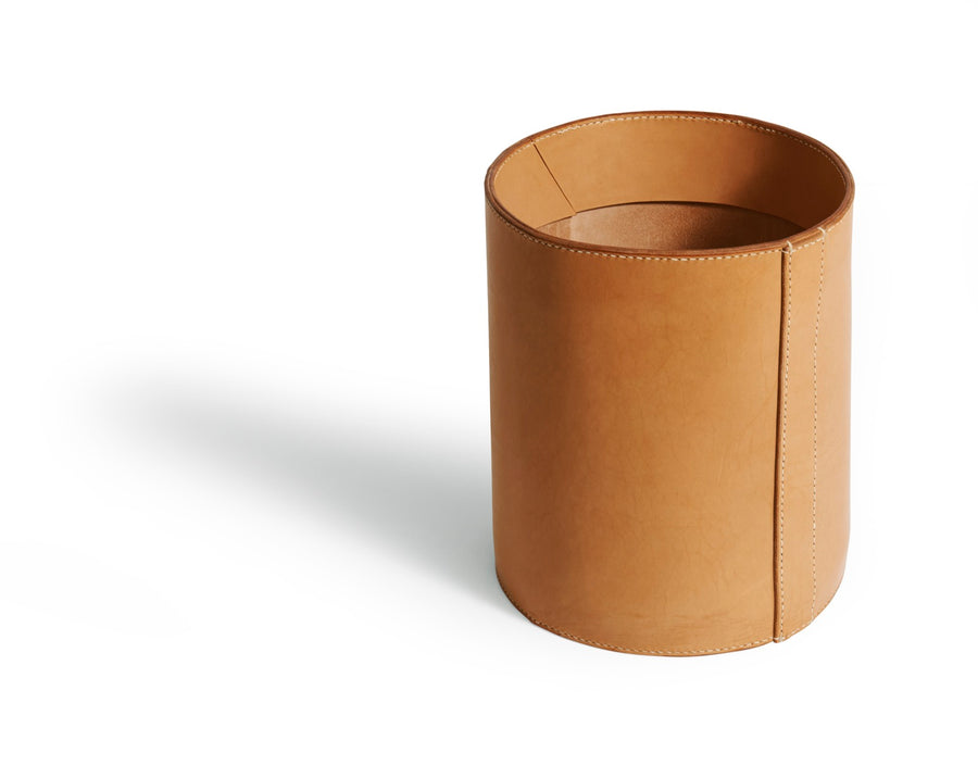 Leather paper basket: PLACE (natural)