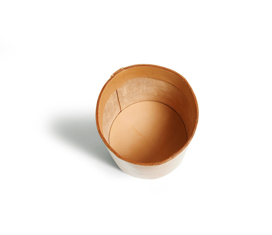 Leather paper basket: PLACE (natural)