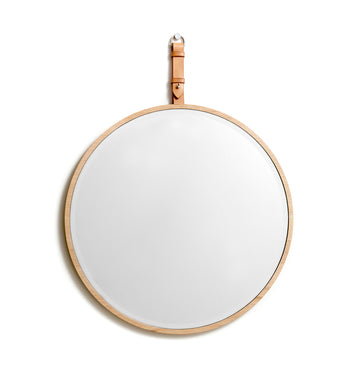 Wall mirror: EKKO (natural) leather & oak