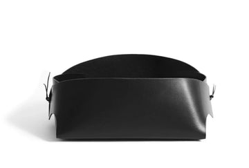 Leather basket: FOLD - large (black)