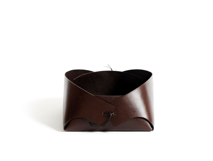 Leather basket: FOLD - medium (dark brown)