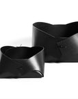 Leather basket: FOLD - medium (black)