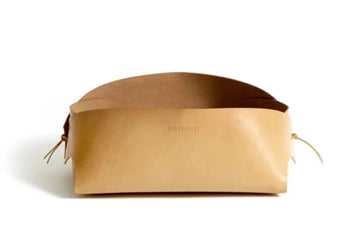 Leather basket: FOLD - large (natural)
