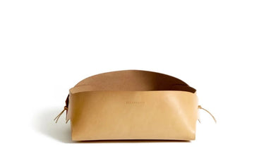 Leather basket: FOLD - medium (natural)