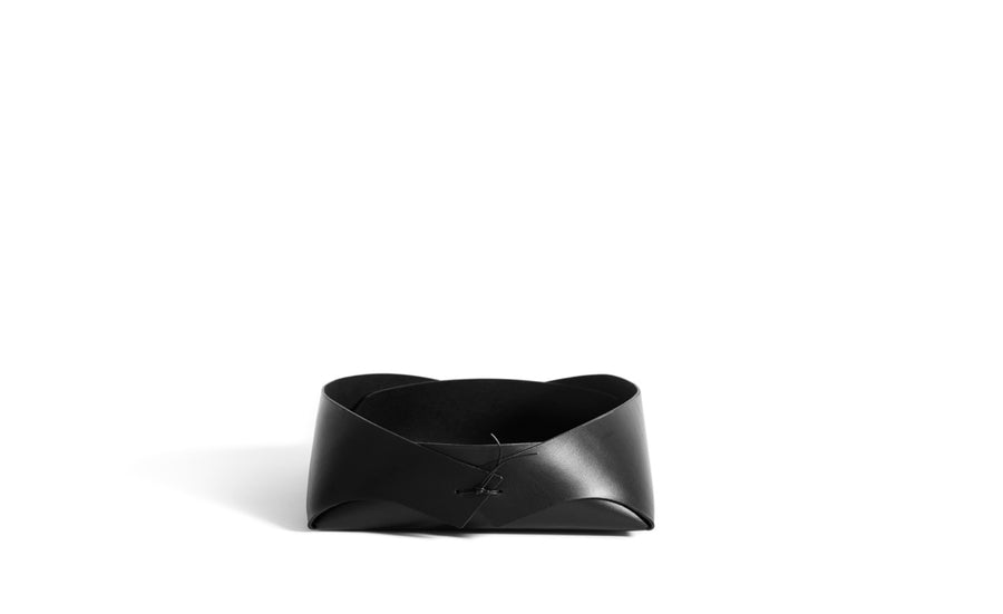 Leather basket: FOLD - mini (black)